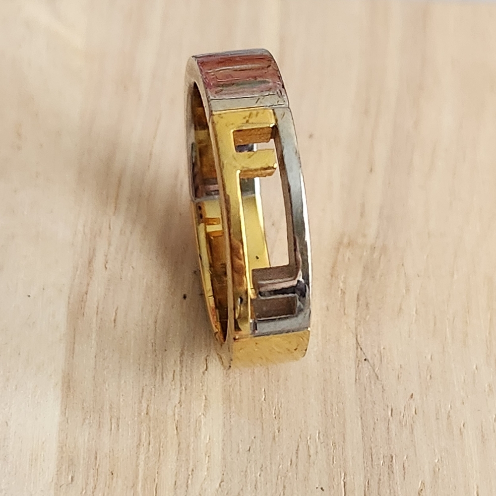 💛SALE🖤FENDI Gold Silver Tone Ring size 10